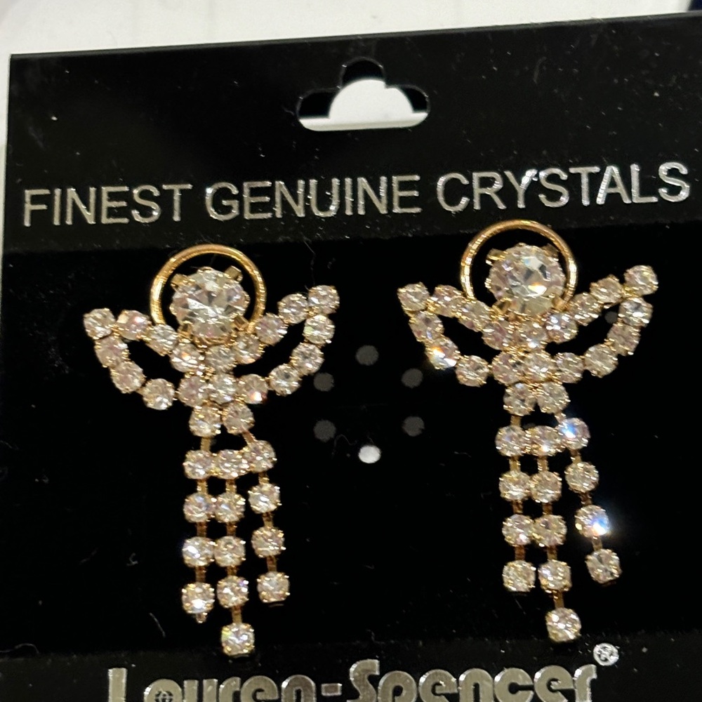 New crystal rhinestone snowflake pierced earrings Christmas winter holid…